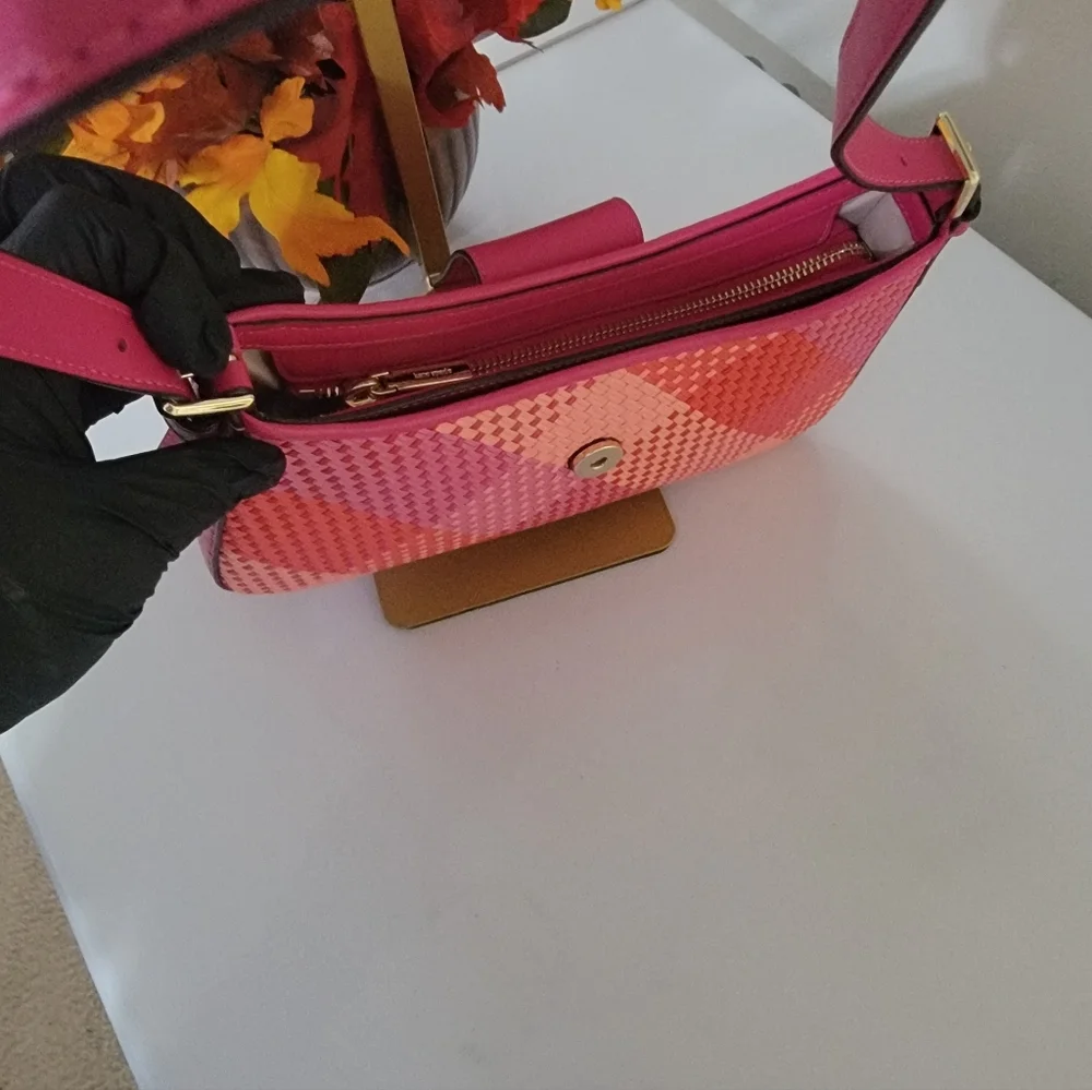 Kate Spade Vibrant Pink and Red Woven Shoulder Bag - Picture 4 of 9